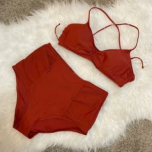 Aerie Women’s Burnt Orange High Waisted Bikini. NWOT size Large.